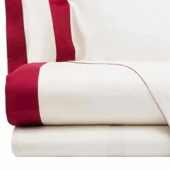 Viadurini Textile Bettlaken-Satin Sheet Set für Doppelbett mit farbigen Kanten - Hyazinthe