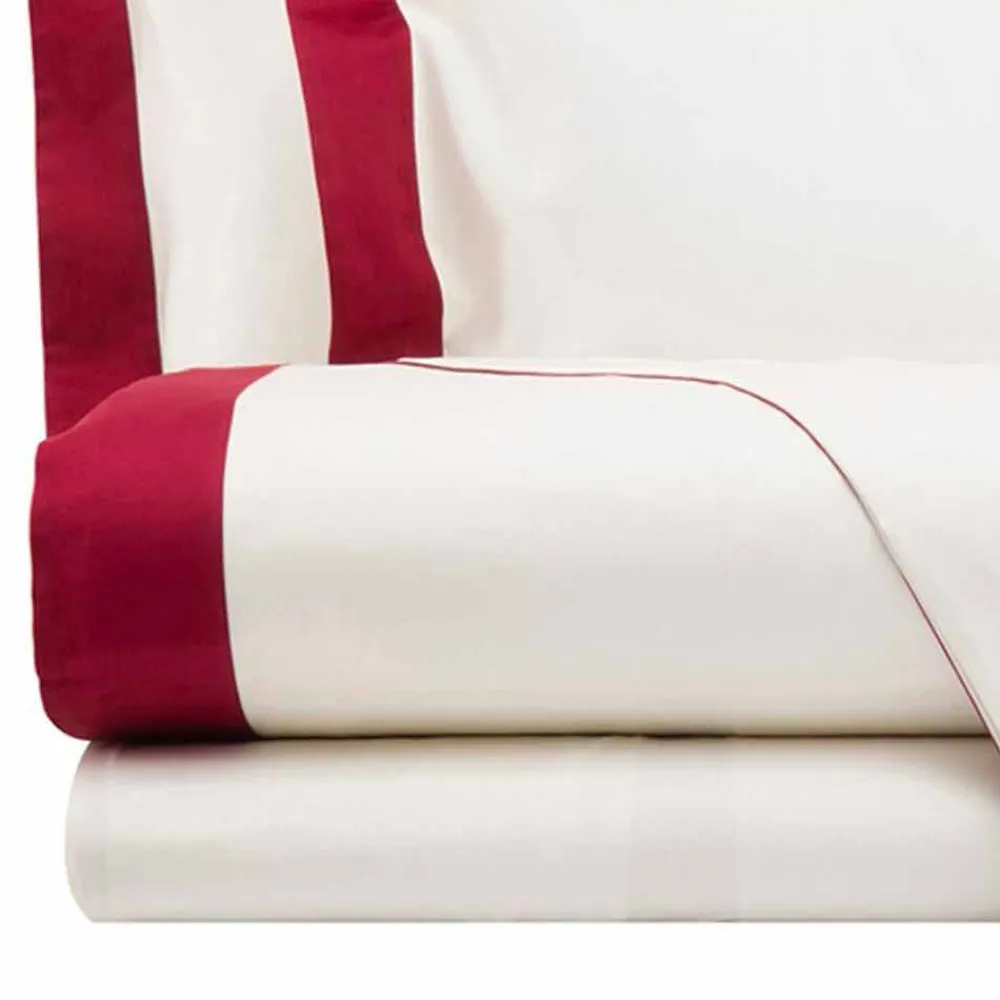 Viadurini Textile Bettlaken-Satin Sheet Set für Doppelbett mit farbigen Kanten - Hyazinthe