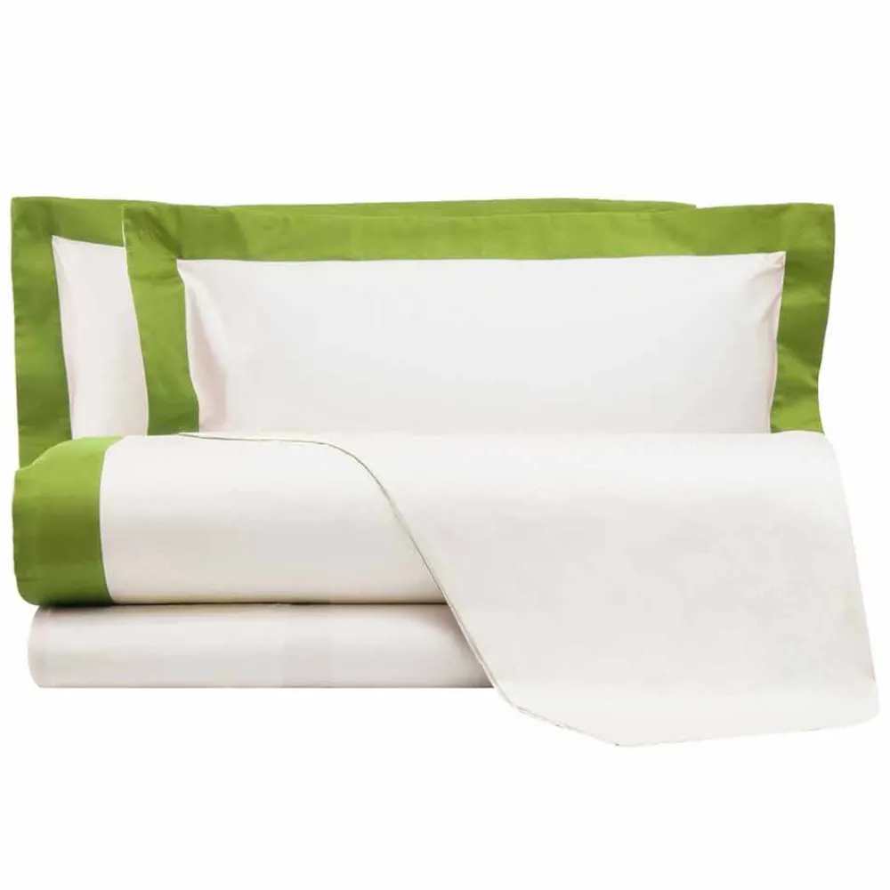 Viadurini Textile Bettlaken-Satin Sheet Set für Doppelbett mit farbigen Kanten - Hyazinthe