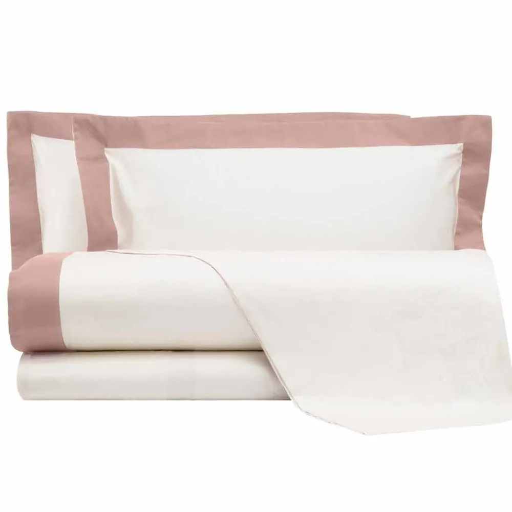 Viadurini Textile Bettlaken-Satin Sheet Set für Doppelbett mit farbigen Kanten - Hyazinthe