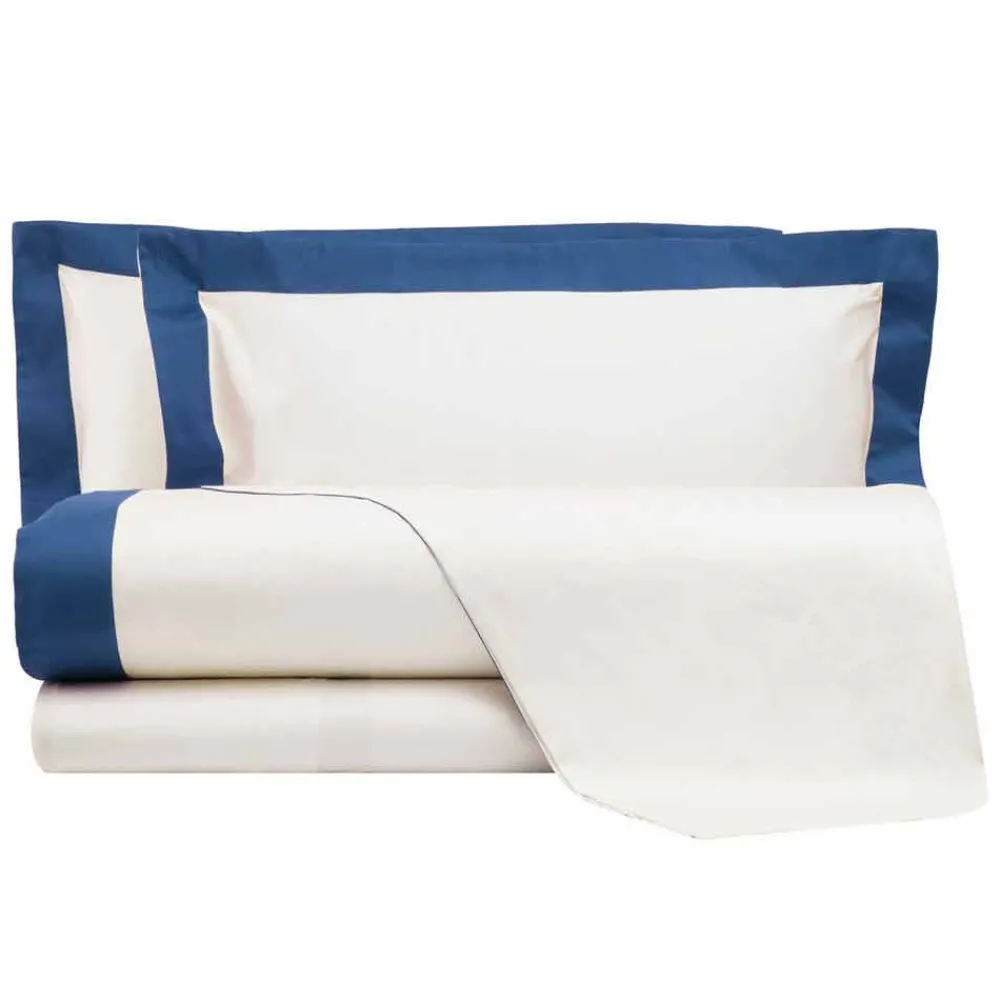 Viadurini Textile Bettlaken-Satin Sheet Set für Doppelbett mit farbigen Kanten - Hyazinthe