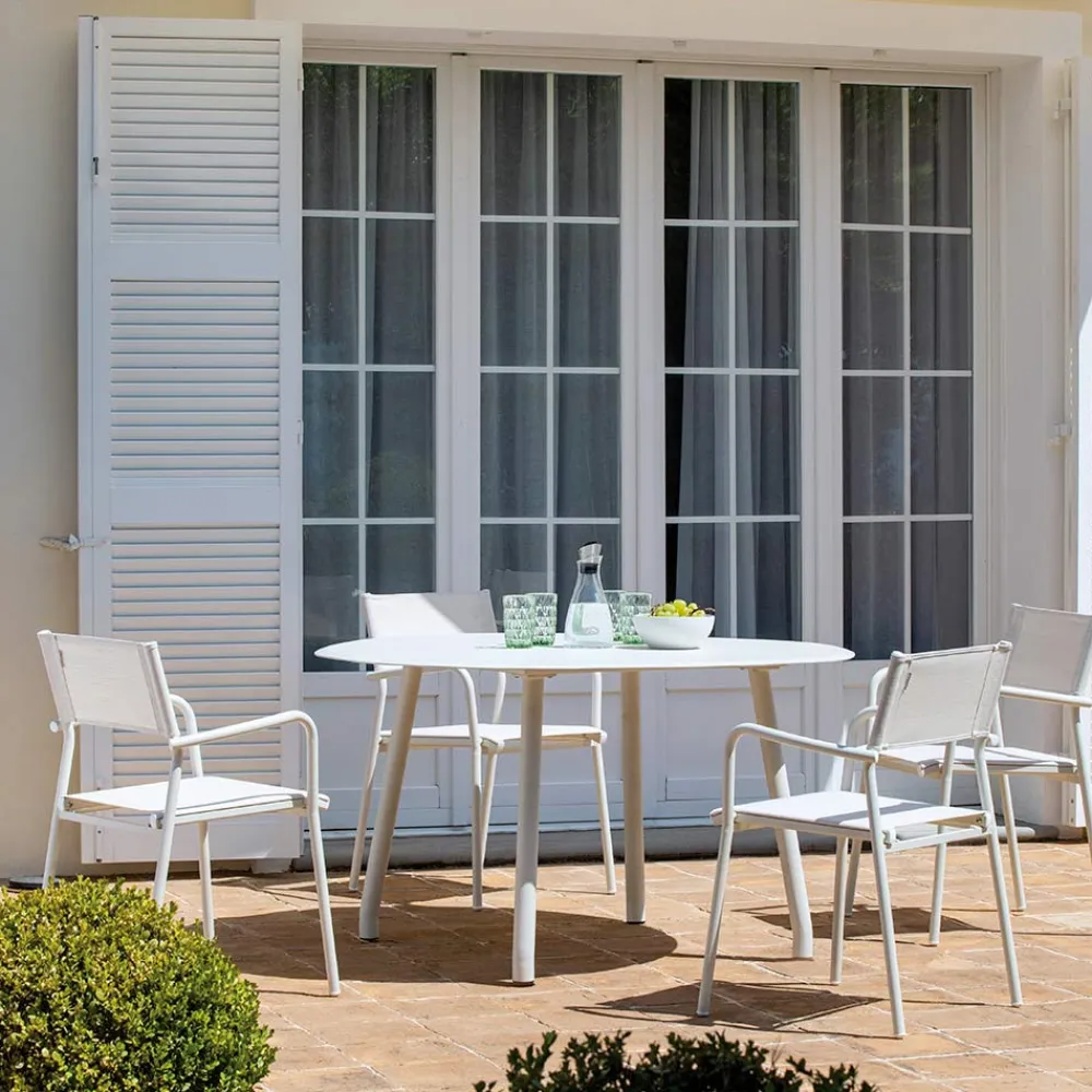 Viadurini in the Garden Gartenstühle Metall-Satz von 4 Gartenstühlen aus Aluminium und Batyline - Lucente