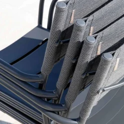 Viadurini in the Garden Gartenstühle Metall-Satz von 4 Gartenstühlen aus verzinktem Metall und Batyline - Prestigio