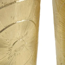 Viadurini Decor Deko Vasen-Satz von 3 goldenen Eisenvasen mit kreisförmigen Reliefdekorationen - Walter