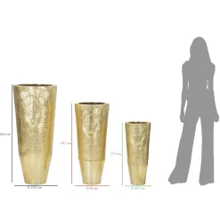 Viadurini Decor Deko Vasen-Satz von 3 goldenen Eisenvasen mit kreisförmigen Reliefdekorationen - Walter