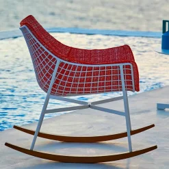 Varaschin Metallsessel-Schaukel-Gartensessel aus Stahl und Holz Summer Set