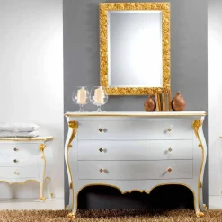 Viadurini Living Kommoden-Schlafzimmer Kommode im klassischen Wohnstil mit goldenem Applikationen Bio handmade