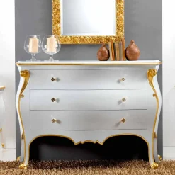 Viadurini Living Kommoden-Schlafzimmer Kommode im klassischen Wohnstil mit goldenem Applikationen Bio handmade