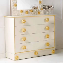 Viadurini Living Kommoden-Schlafzimmer Kommode mit 4 Schubladen und Griffe in Rosenoptik