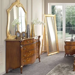 Viadurini Classic Kommoden-Schlafzimmerkommode aus eingelegtem Holz und Spiegel Made in Italy - Cambrige