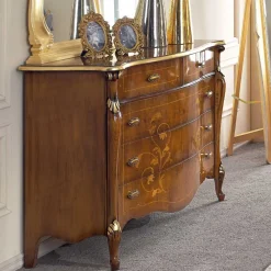 Viadurini Classic Kommoden-Schlafzimmerkommode aus eingelegtem Holz und Spiegel Made in Italy - Cambrige