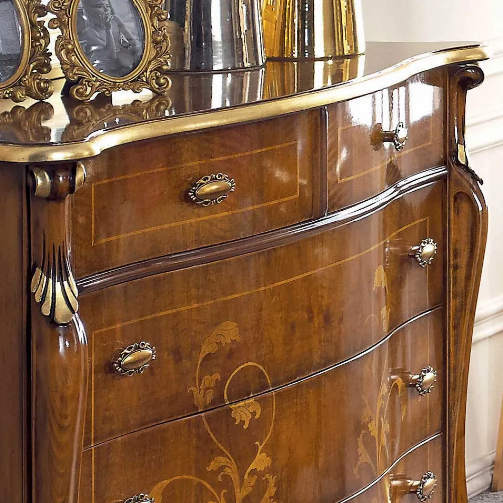 Viadurini Classic Kommoden-Schlafzimmerkommode aus eingelegtem Holz und Spiegel Made in Italy - Cambrige