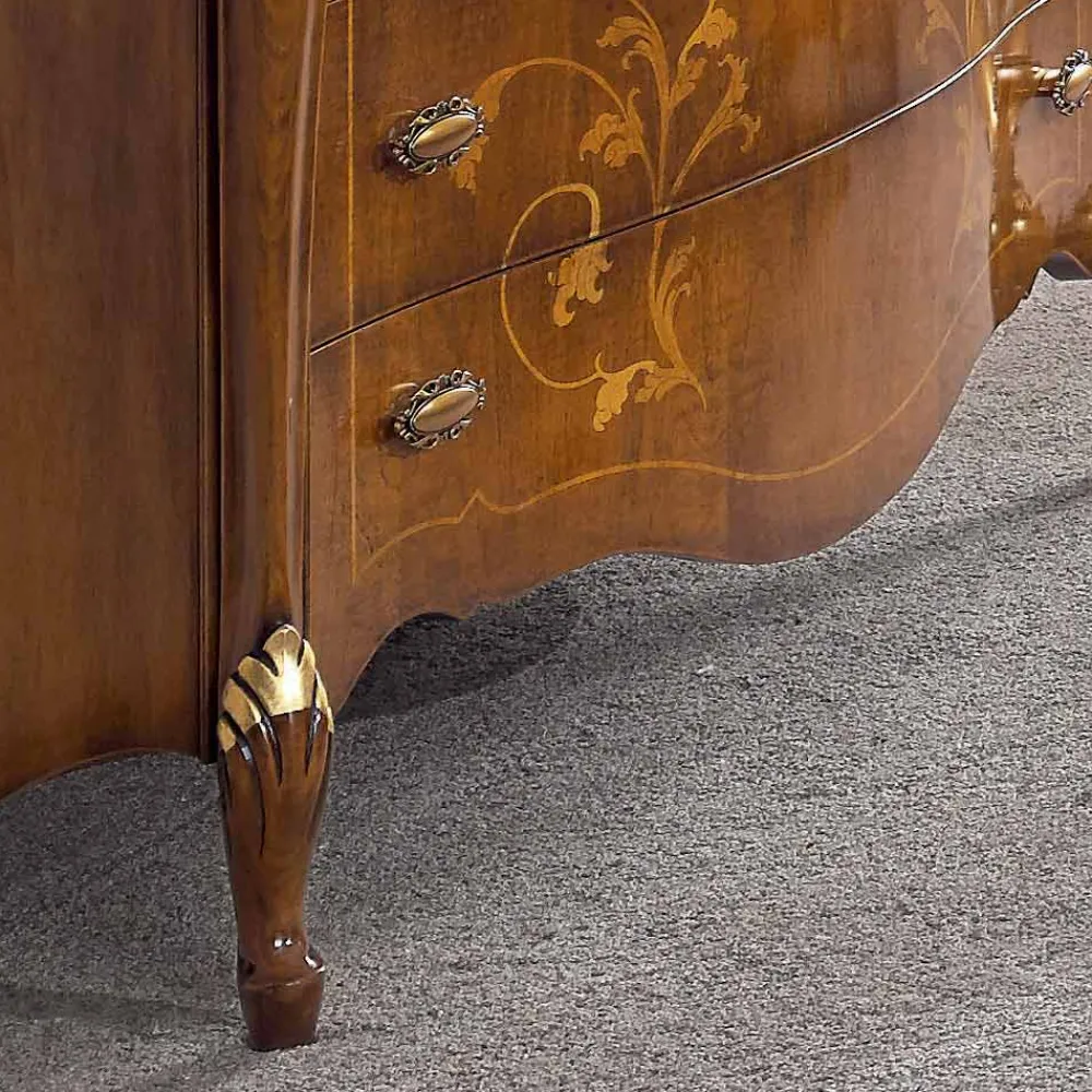 Viadurini Classic Kommoden-Schlafzimmerkommode aus eingelegtem Holz und Spiegel Made in Italy - Cambrige