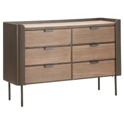 Viadurini Night Design Kommoden-Schlafzimmerkommode aus Tannenholz und Grauguss mit 6 Schubladen - Cooper