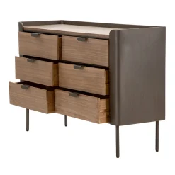 Viadurini Night Design Kommoden-Schlafzimmerkommode aus Tannenholz und Grauguss mit 6 Schubladen - Cooper