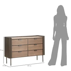 Viadurini Night Design Kommoden-Schlafzimmerkommode aus Tannenholz und Grauguss mit 6 Schubladen - Cooper