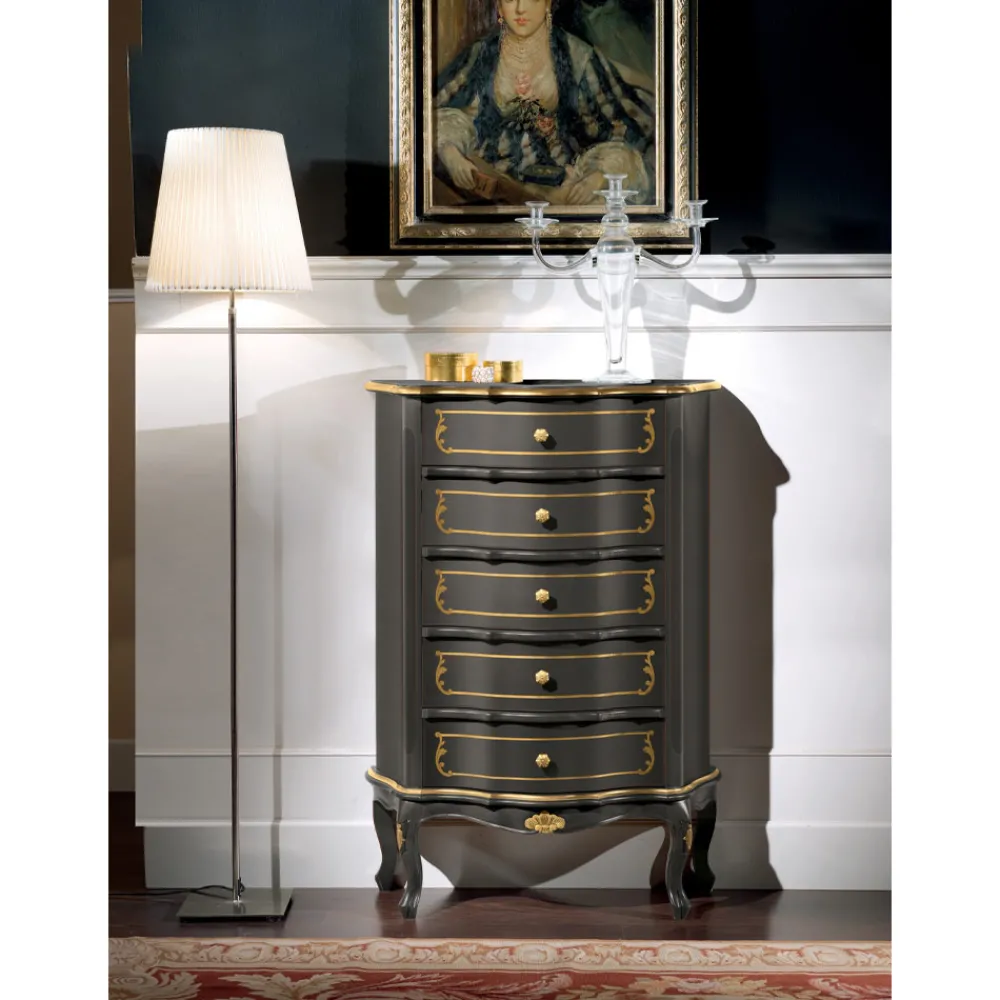 Viadurini Classic Kommoden-Schlafzimmerkommode mit 5 klassischen Holzschubladen Made in Italy - Leonor