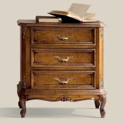 Viadurini Classic Kommoden-Schlafzimmer-Nachttisch aus Walnussholz 3 Schubladen Made in Italy - Richard