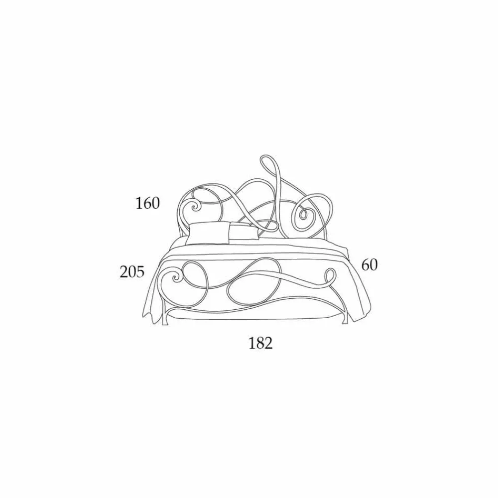 Viadurini Night Design Maßgeschneiderte Möbel|Schmiedeeisen Doppelbetten-Schmiedeeisen Doppelbett Dekoration 160x190 cm Atena Made in Italy