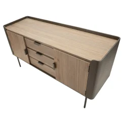 Viadurini Living Anrichte-Schrank aus Tannenholz und Grauguss mit 3 Schubladen und 2 Türen - Cooper