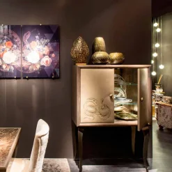 Viadurini Living Anrichte-Schrank Joy mit 2 Türen, aus Massivholz und Anilinleder