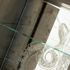 Viadurini Living Anrichte-Schrank Joy mit 2 Türen, aus Massivholz und Anilinleder