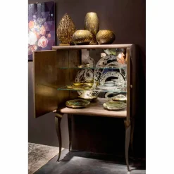 Viadurini Living Anrichte-Schrank Joy mit 2 Türen, aus Massivholz und Anilinleder