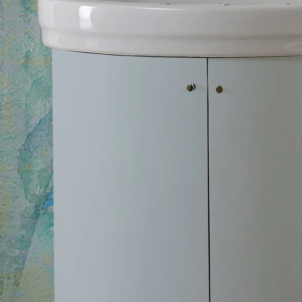 Viadurini Bathroom Badmöbel Stehend-Schrank mit Keramikwaschbecken und 2 himmelblauen Türen – Candy