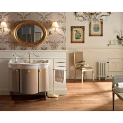 Viadurini Bathroom Badmöbel Stehend-Schrank mit zwei Türen und glänzend lackiertem Korb, hergestellt in Italien – Candy