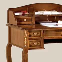 Viadurini Classic Anrichte-Schreibtisch 7 Schubladen Walnussholz mit Intarsien Made in Italy - Katerine