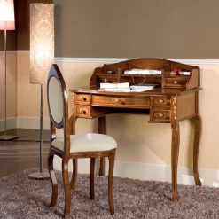 Viadurini Classic Anrichte-Schreibtisch 7 Schubladen Walnussholz mit Intarsien Made in Italy - Katerine