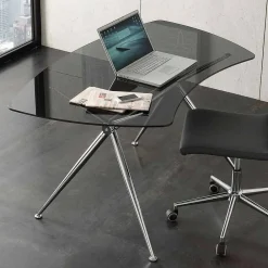 Viadurini Living Design Schreibtische-Schreibtisch aus Kristall mit Chromstruktur Made in Italy - Xenon