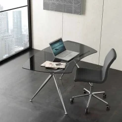 Viadurini Living Design Schreibtische-Schreibtisch aus Kristall mit Chromstruktur Made in Italy - Xenon