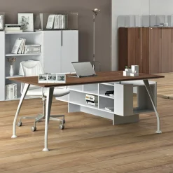 Viadurini Living Design Schreibtische-Schreibtisch aus Melamin mit offenem Schrank - Serio