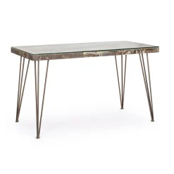 Viadurini Living Design Schreibtische-Schreibtisch aus Stahl und Mdf mit industriellem Vintage-verziertem Glas - Mundial