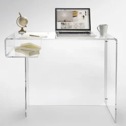 Viadurini Living Design Schreibtische-Schreibtisch aus transparentem Plexiglas mit Regal Made in Italy - Studiorum