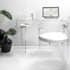 Viadurini Living Design Schreibtische-Schreibtisch aus transparentem Plexiglas mit Regal Made in Italy - Studiorum