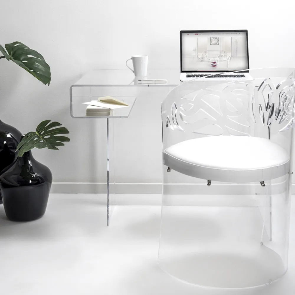 Viadurini Living Design Schreibtische-Schreibtisch aus transparentem Plexiglas mit Regal Made in Italy - Studiorum