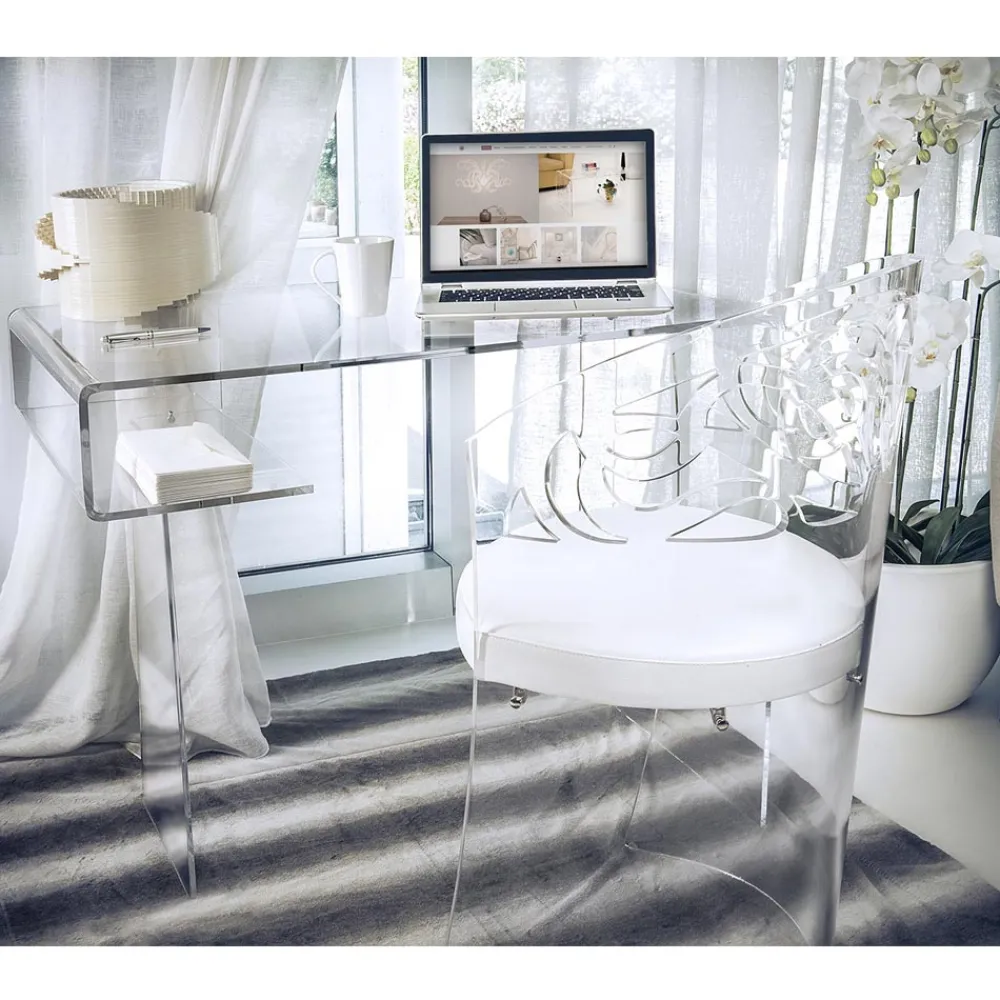 Viadurini Living Design Schreibtische-Schreibtisch aus transparentem Plexiglas mit Regal Made in Italy - Studiorum