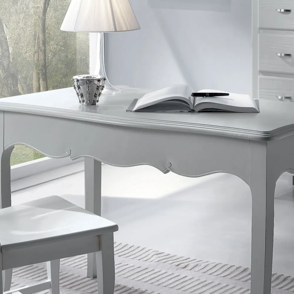 Viadurini Classic Design Schreibtische-Schreibtisch aus weiß lackierter massiver Pappel, hergestellt in Italien – Liber