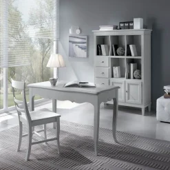 Viadurini Classic Design Schreibtische-Schreibtisch aus weiß lackierter massiver Pappel, hergestellt in Italien – Liber