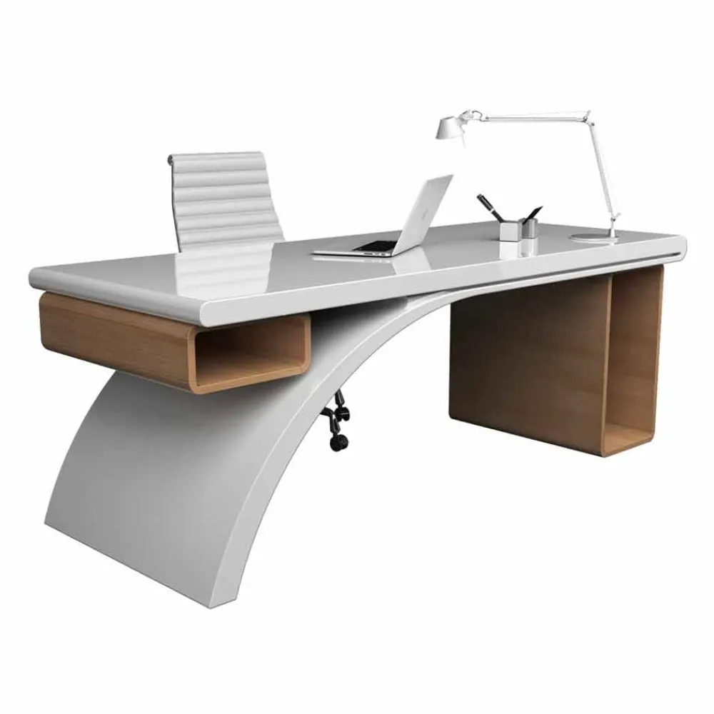 Viadurini Design Design Schreibtische-Schreibtisch Büro aus Holz und Solid Surface® Bridge Made in Italy