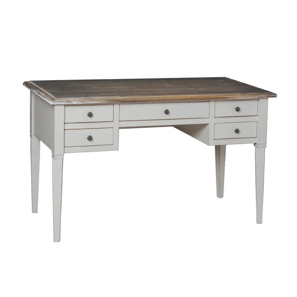 Viadurini Classic Design Schreibtische-Schreibtisch mit 5 Schubladen aus Massivholz, hergestellt in Italien – Fontus