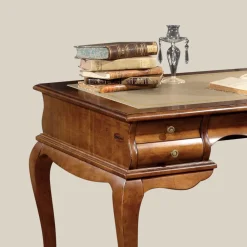 Viadurini Classic Design Schreibtische-Schreibtisch mit 5 Schubladen Walnussholz und Kunstleder Made in Italy - Hastings