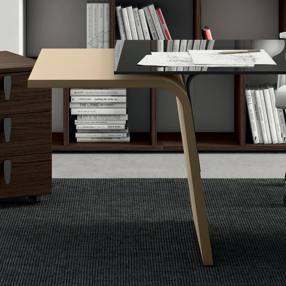 Viadurini Living Design Schreibtische-Schreibtisch mit Glasplatte Andrea Stramigioli - Schmetterling