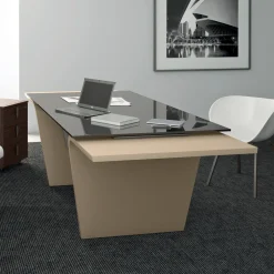 Viadurini Living Design Schreibtische-Schreibtisch mit Glasplatte Andrea Stramigioli - Schmetterling