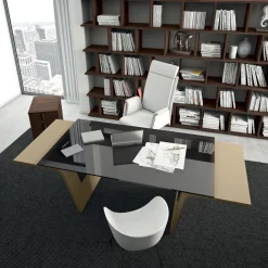 Viadurini Living Design Schreibtische-Schreibtisch mit Glasplatte Andrea Stramigioli - Schmetterling