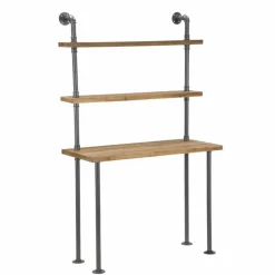 Viadurini Living Design Schreibtische-Schreibtisch mit Regalen im Industriedesign aus Eisen und Holz - Aubry