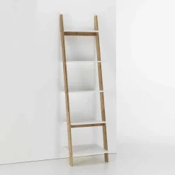 Viadurini Bathroom Badmöbel Hängend-Schräger Badezimmerschrank mit 5 Regalen aus Bambus und MDF - Gianmarco