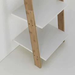 Viadurini Bathroom Badmöbel Hängend-Schräger Badezimmerschrank mit 5 Regalen aus Bambus und MDF - Gianmarco